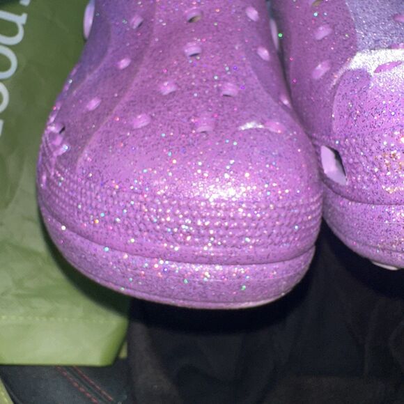 Crocs Baya Purple, Glitter Clog shoe's size 9 Women - Picture 9 of 15